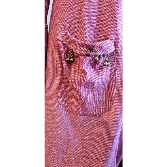 Kristina Ti Rhinestone Wool Longline Cardigan Sweater Women Size 40-M Deep Mauve - Picture 3 of 9